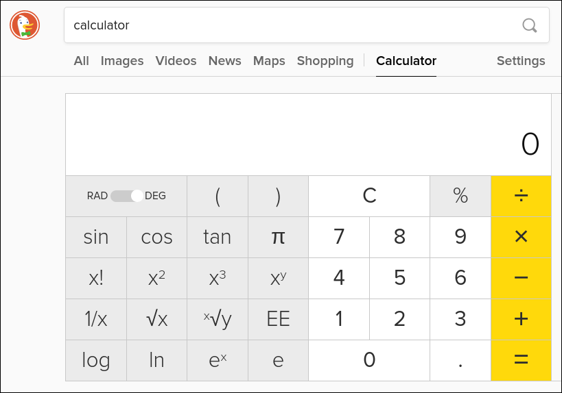 Duck Duck Go Calculator