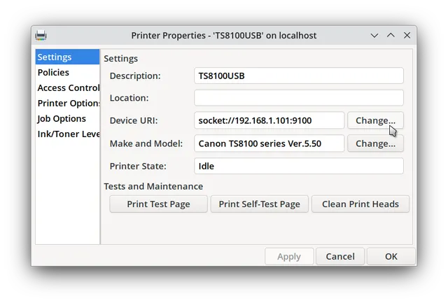 Printer properties