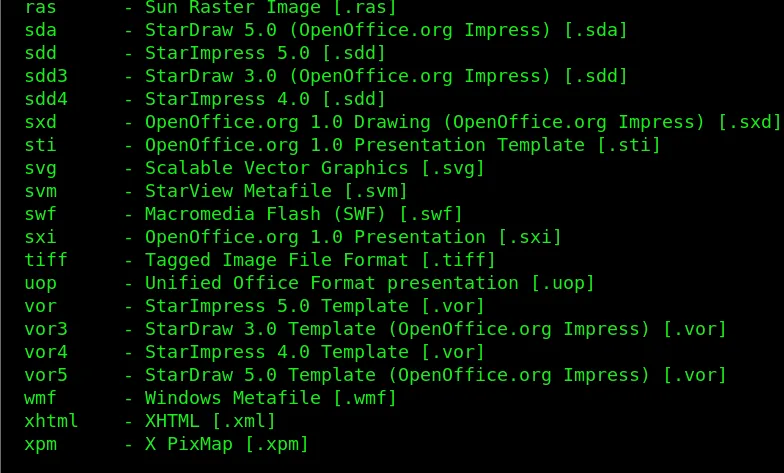 Unoconv Presentation File Formats 2