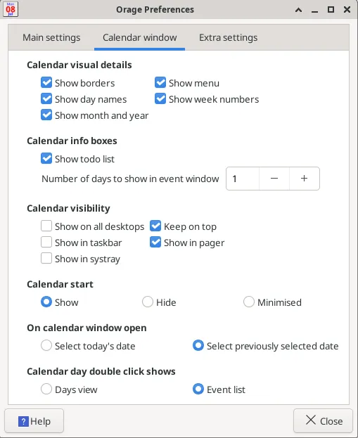 Orage Preferences